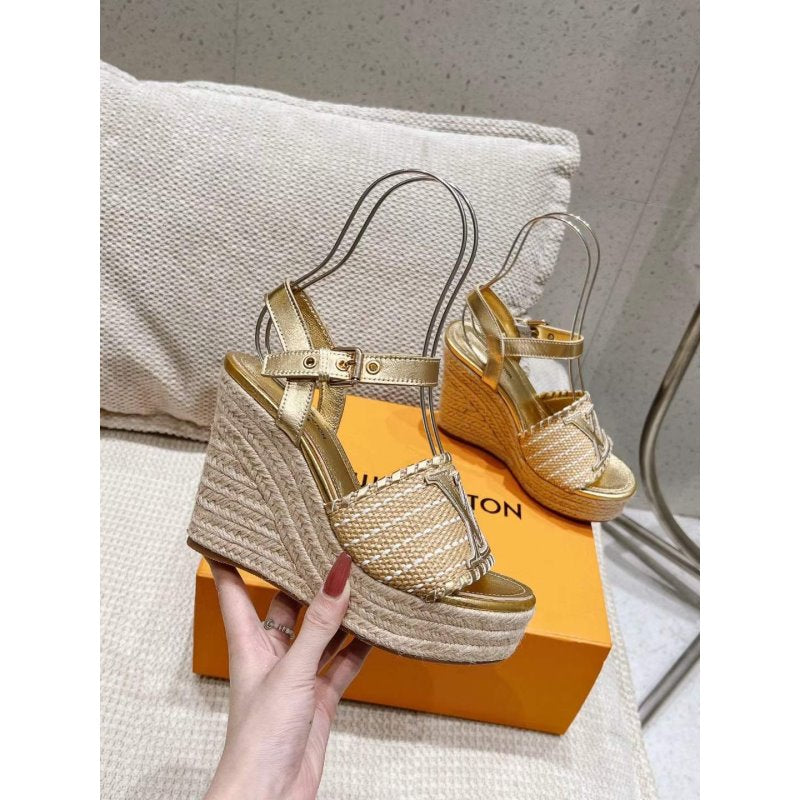 Louis Viutton Woven Wedge Sandals SH010453