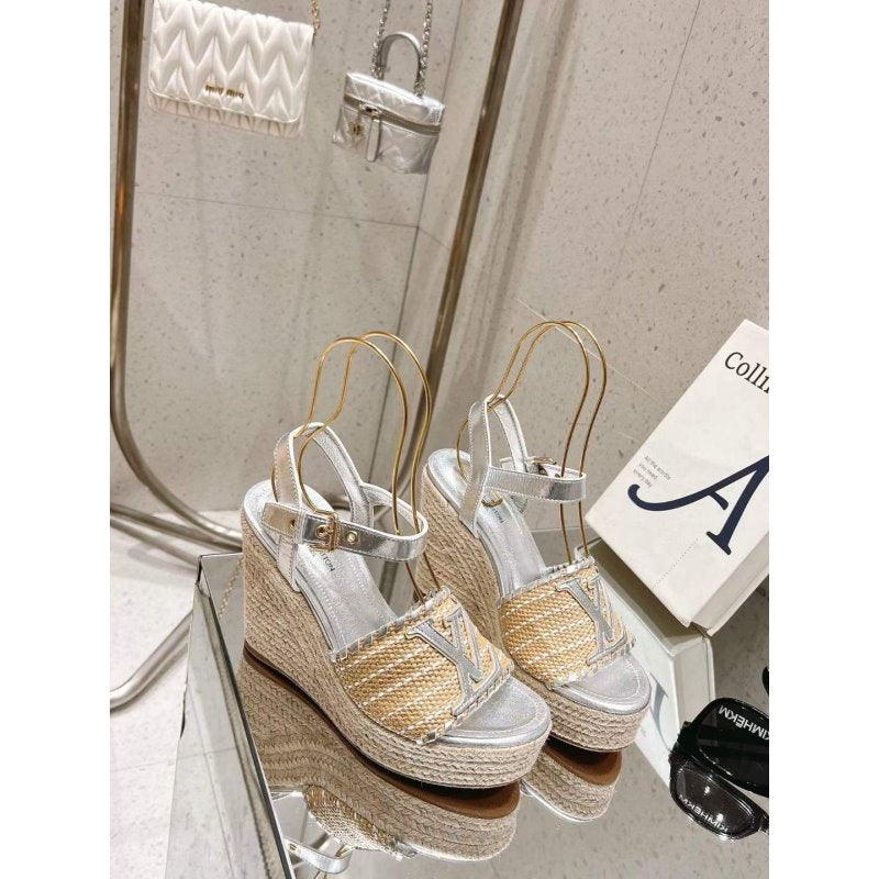 Louis Viutton Woven Wedge Sandals SH010454