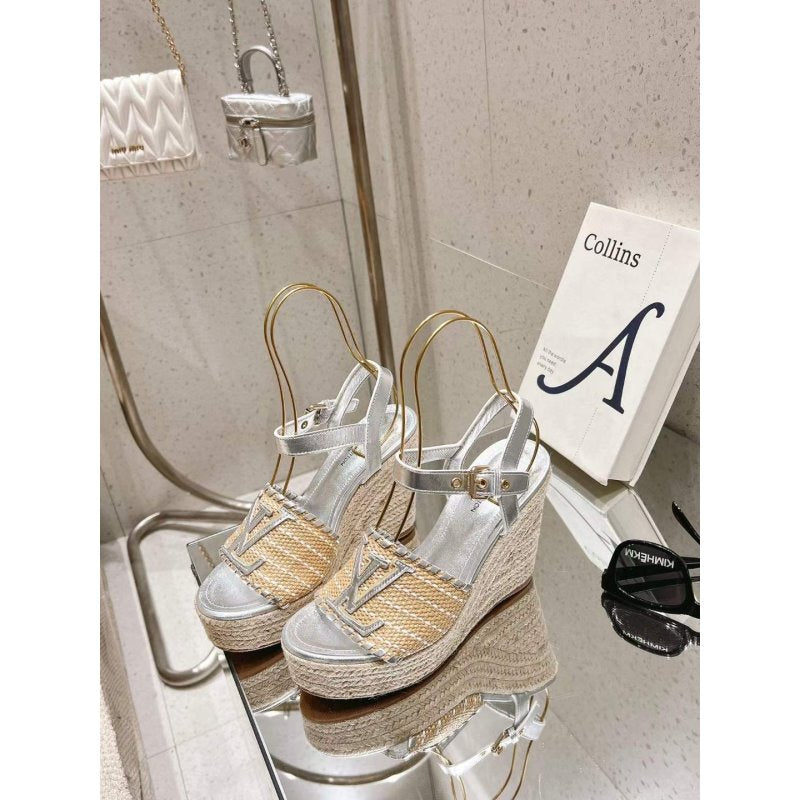 Louis Viutton Woven Wedge Sandals SH010454