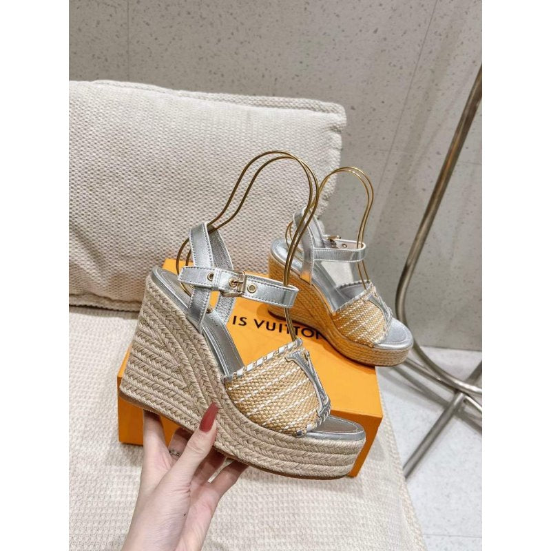 Louis Viutton Woven Wedge Sandals SH010454