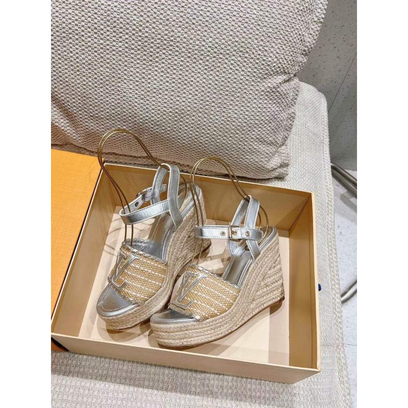 Louis Viutton Woven Wedge Sandals SH010454
