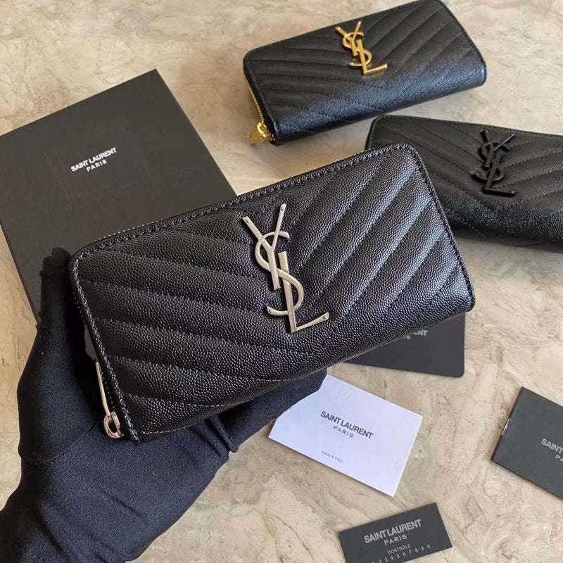 Saint Laurent Caviar Zipper Wallet WB001342