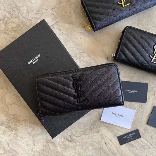 Saint Laurent Caviar Zipper Wallet WB001343