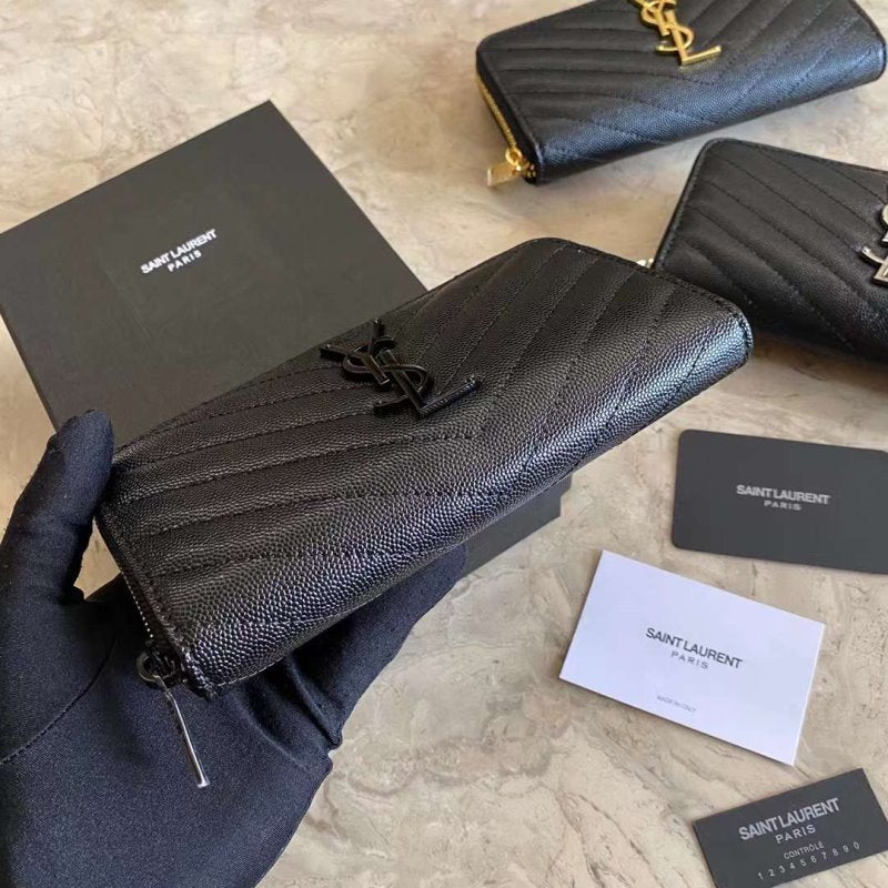 Saint Laurent Caviar Zipper Wallet WB001343