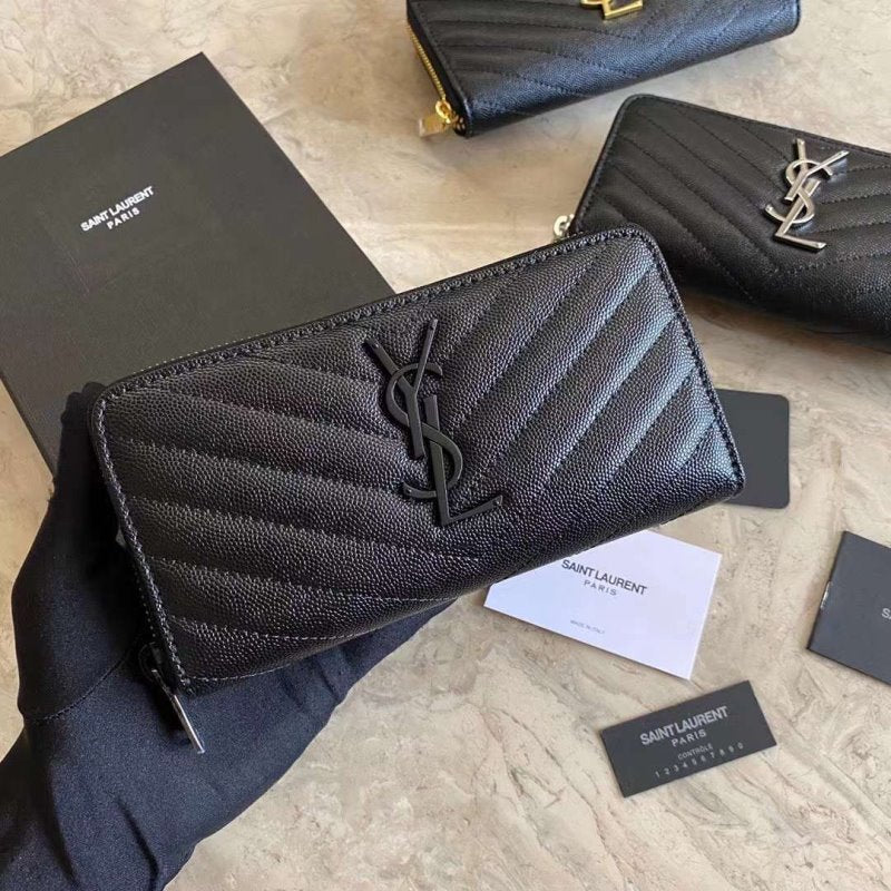 Saint Laurent Caviar Zipper Wallet WB001343
