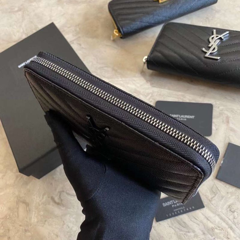 Saint Laurent Caviar Zipper Wallet WB001343