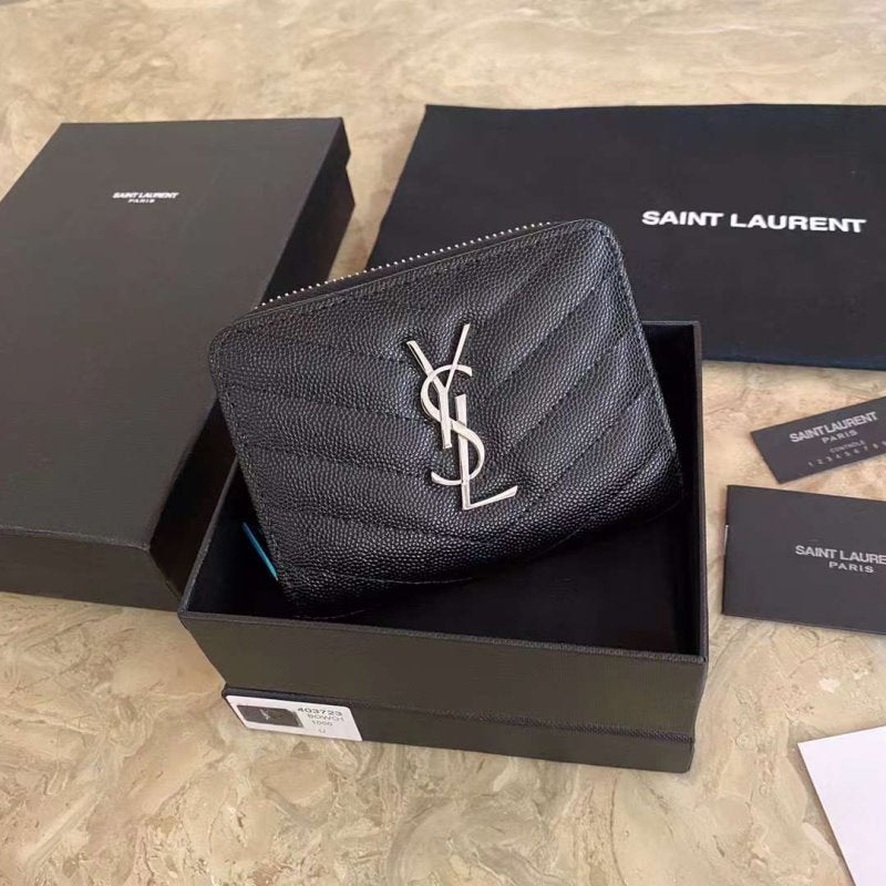 Saint Laurent Caviar Zipper Wallet WB001344