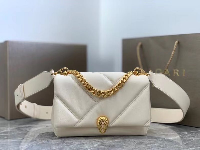 Bvlgari White  Serpenti Cabocho Shoulder Bag BVGR00339