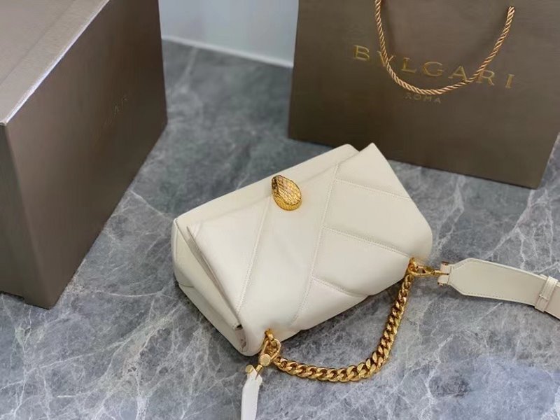 Bvlgari White  Serpenti Cabocho Shoulder Bag BVGR00339