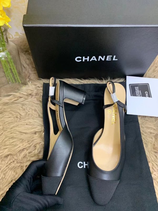 Chanel  Black Heeled Sandals SHS02560