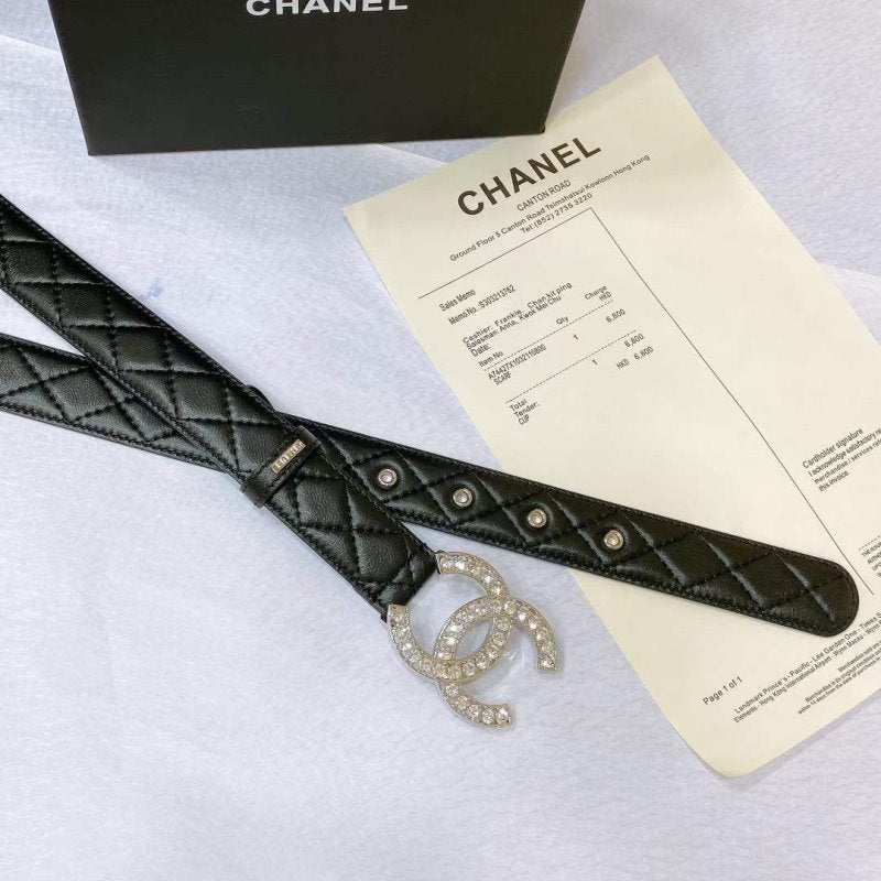 Chanel Rhinstone CC Cowhide Belt WB001176