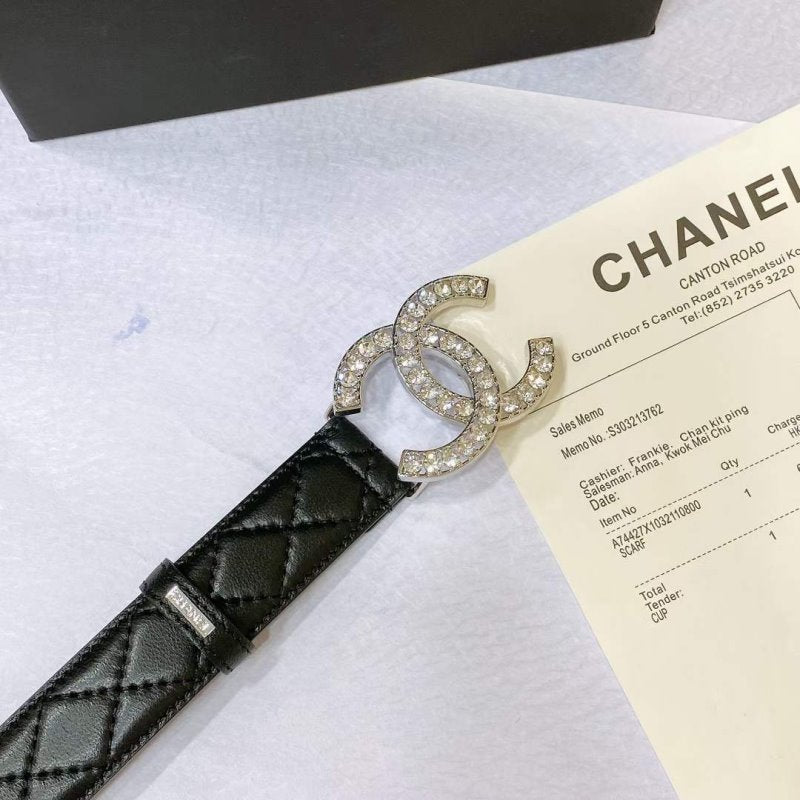 Chanel Rhinstone CC Cowhide Belt WB001176