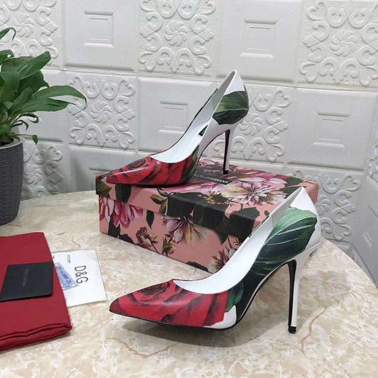 Dolce and Gabbana Flower Print Heel Single Shoes SHS05378