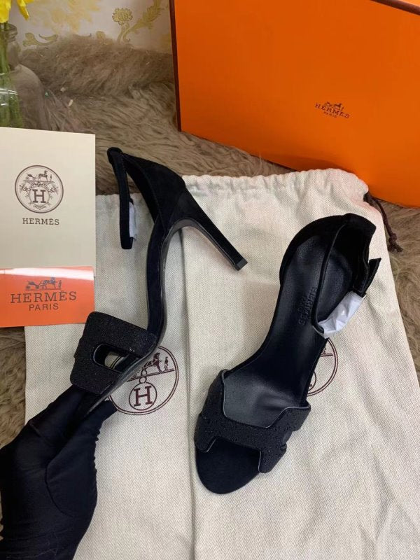 Hermes Black Heeled Sandals SHS02526
