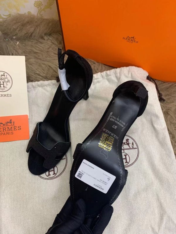 Hermes Black Heeled Sandals SHS02526