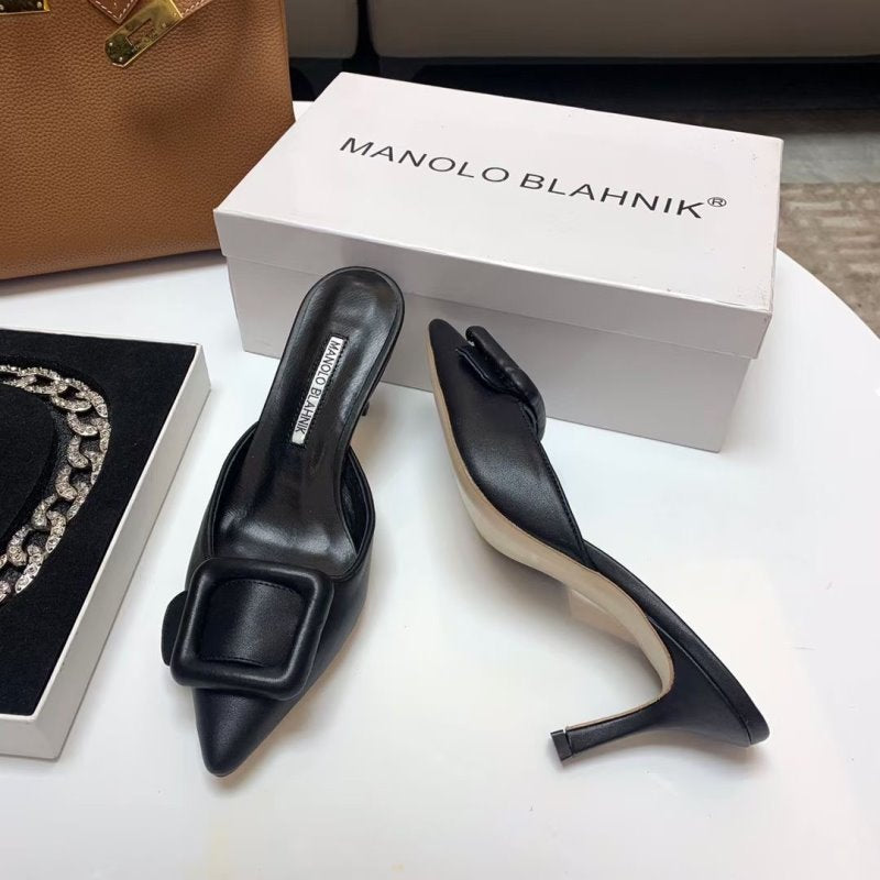 Manolo Blahnik Black Heeled Sandals SHS02575