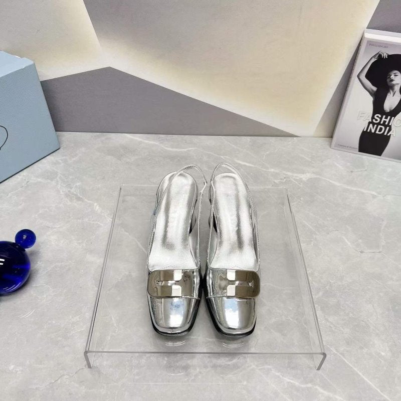 Prada Square head back empty thick single Shoes SH00094