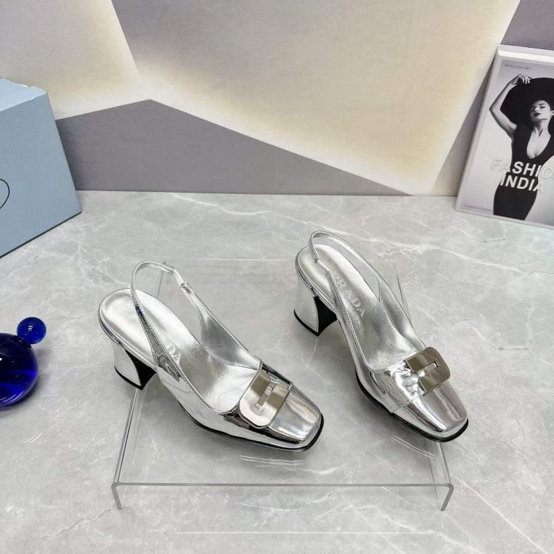 Prada Square head back empty thick single Shoes SH00094