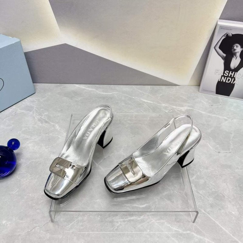 Prada Square head back empty thick single Shoes SH00094