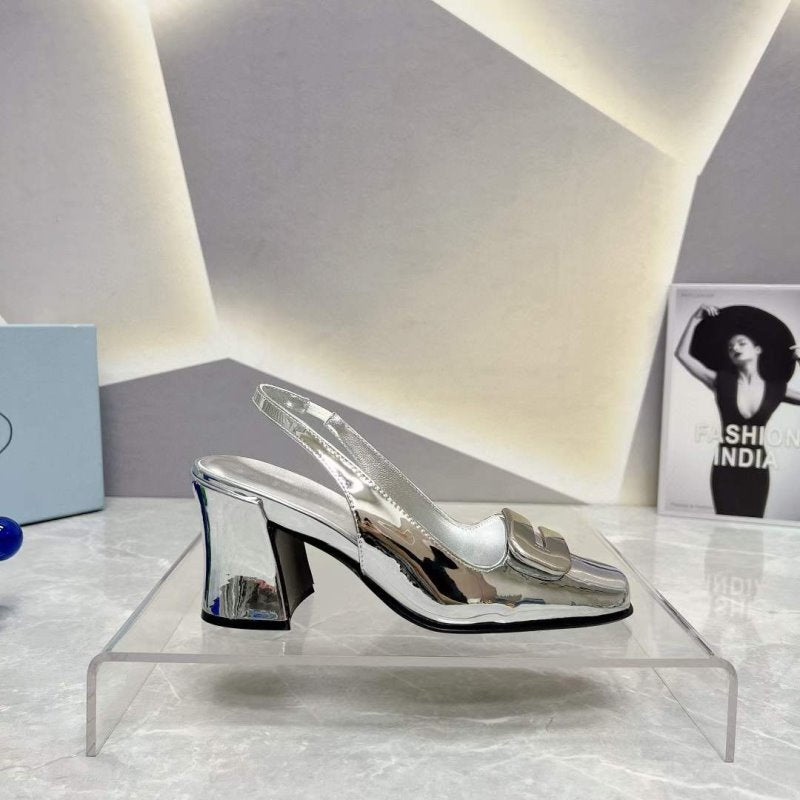 Prada Square head back empty thick single Shoes SH00094
