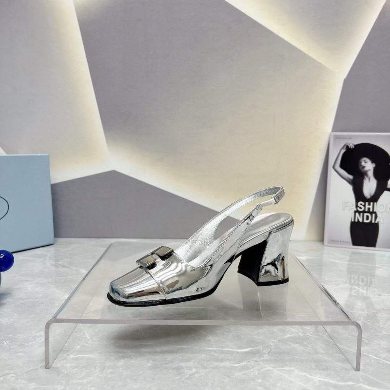 Prada Square head back empty thick single Shoes SH00094