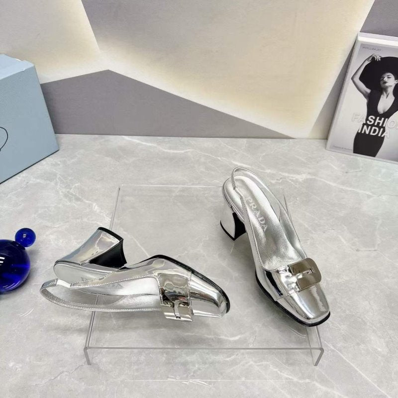 Prada Square head back empty thick single Shoes SH00094