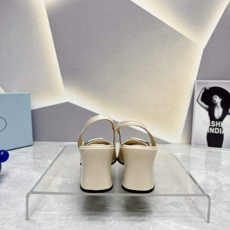 Prada Square head back empty thick single Shoes SH00095