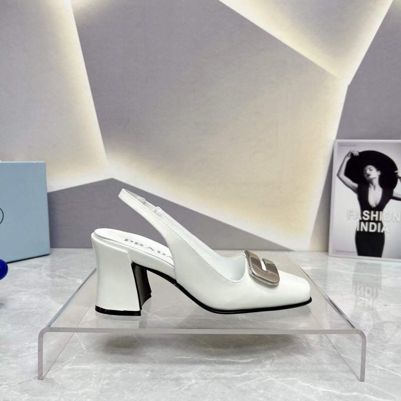 Prada Square head back empty thick single Shoes SH00096