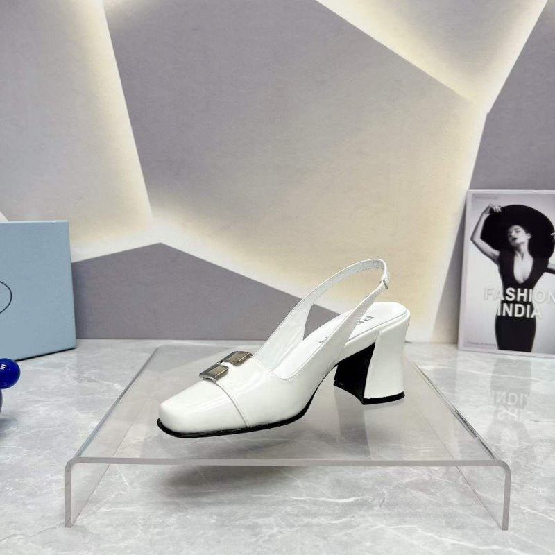 Prada Square head back empty thick single Shoes SH00096