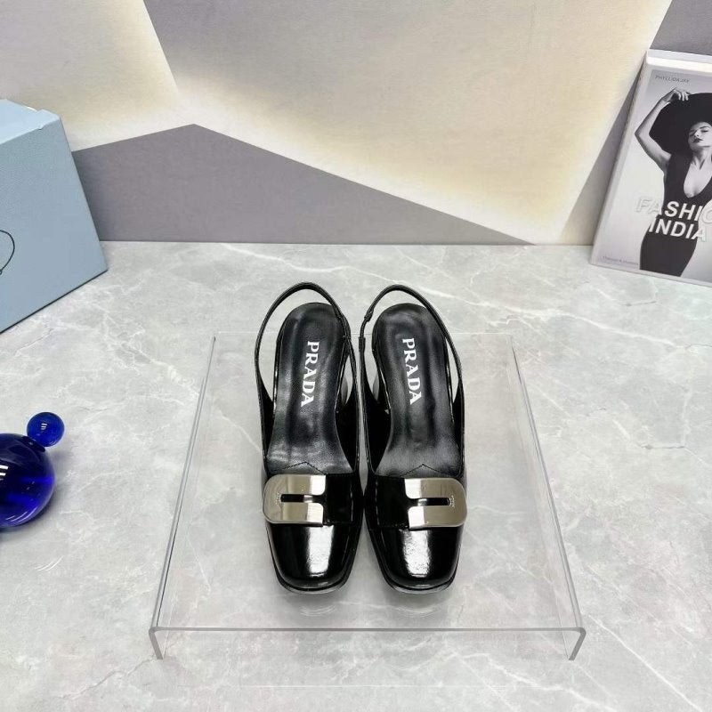 Prada Square head back empty thick single Shoes SH00097