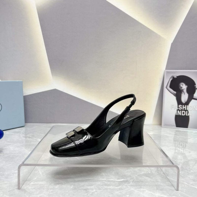 Prada Square head back empty thick single Shoes SH00097