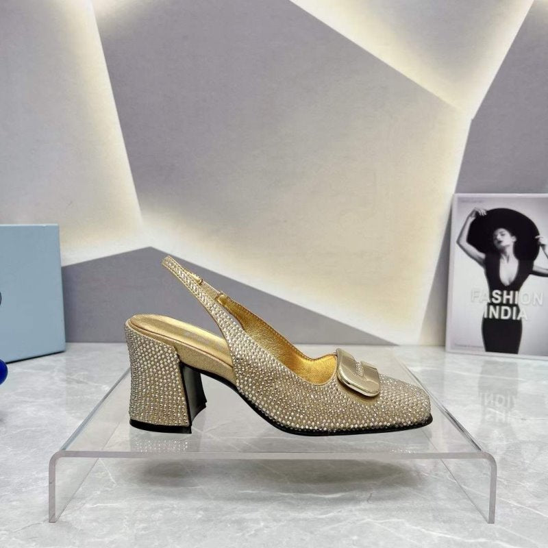 Prada Square head back empty thick single Shoes SH00098