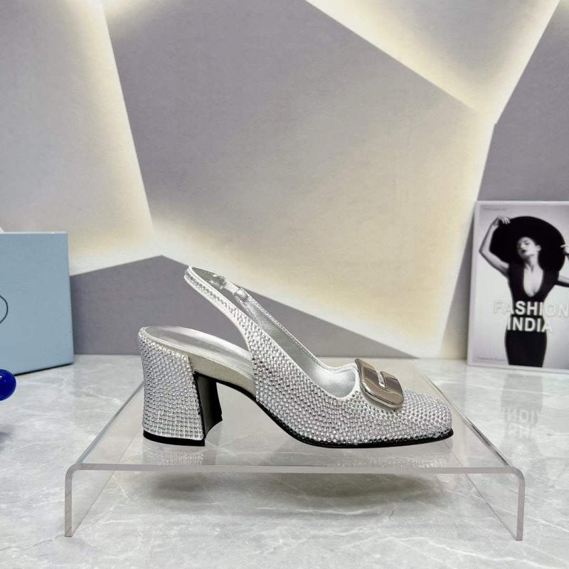 Prada Square head back empty thick single Shoes SH00099