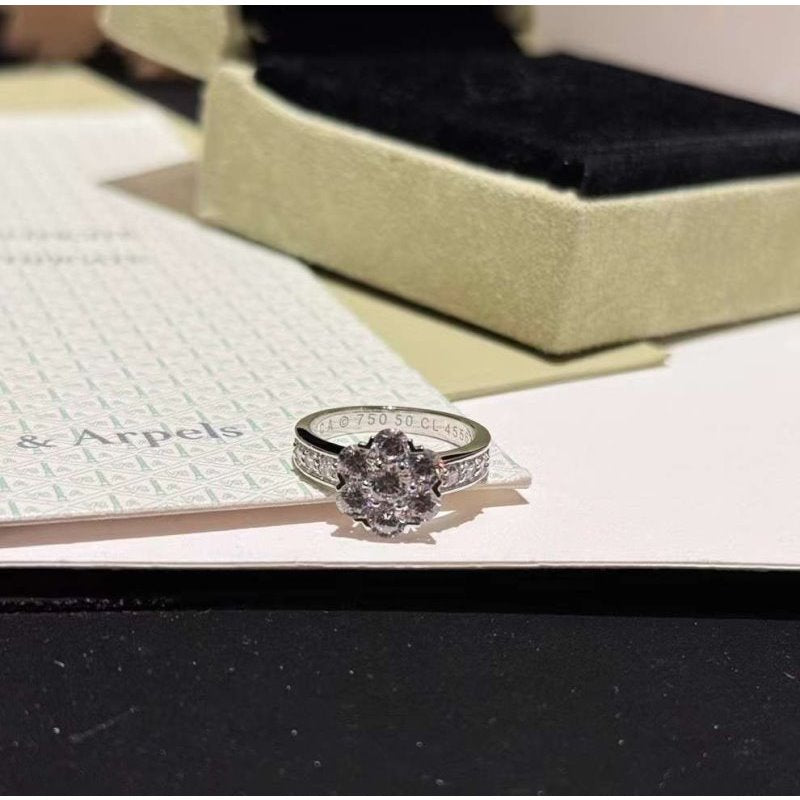 Van Cleef and Arpels Diamond Rose Flower Ring JWL00144