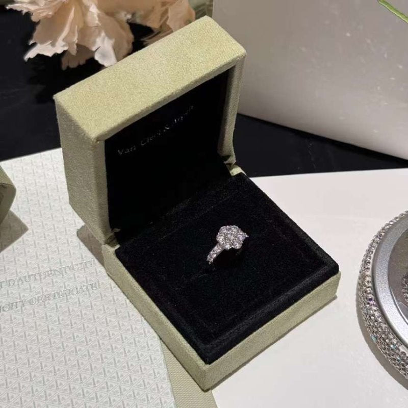 Van Cleef and Arpels Diamond Rose Flower Ring JWL00144